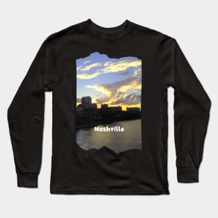 Cool sunset photography of Nashville Tennessee skyline sunset sky USA city break Long Sleeve T-Shirt